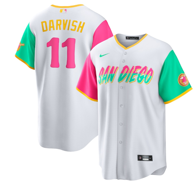 Men's San Diego Padres #11 Yu Darvish 2022 White City Connect Cool Base Stitched Jersey Men's San Diego Padres #11 Yu Darvish 2022 White City Connect Cool Base Stitched Jersey